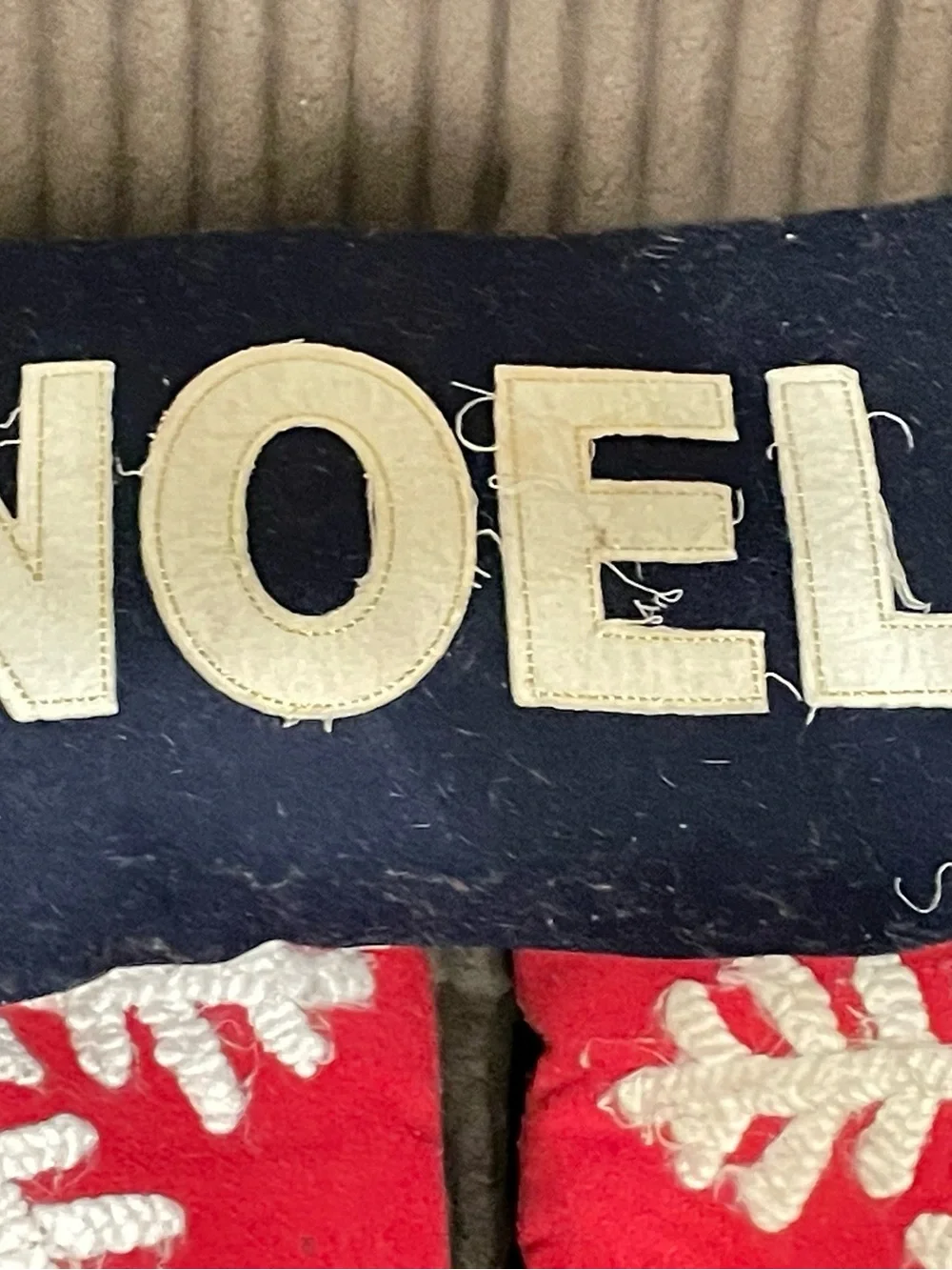 NOEL Navy and Red Holiday Decorative Pillow Set